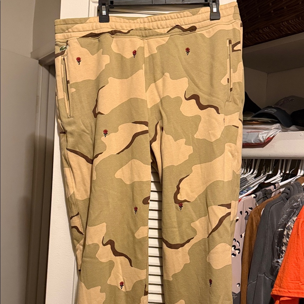 Lacoste Camouflage Joggers in Tan and Brown